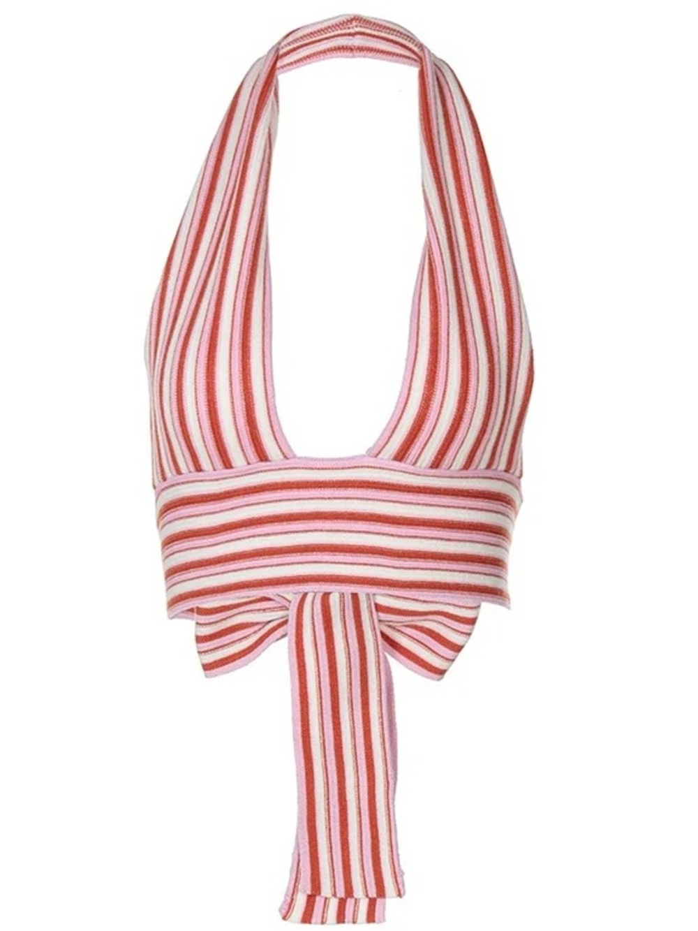 Striped Pink & White Knit halter top